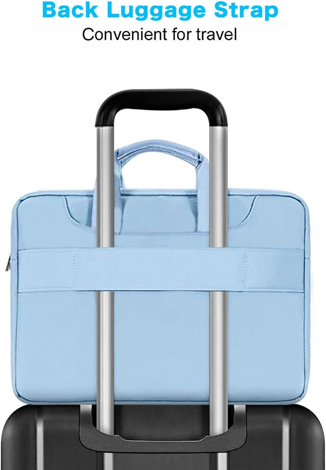 360 Protective Laptop Shoulder Bag Compatible with Macbook Air 15 M4 A3241 M3 A3114 M2 A2941/Pro 16 Inch M4 M3 M2 M1, 15-15.6 Inch Notebook,Matching Color Sleeve with Belt, Airy Blue