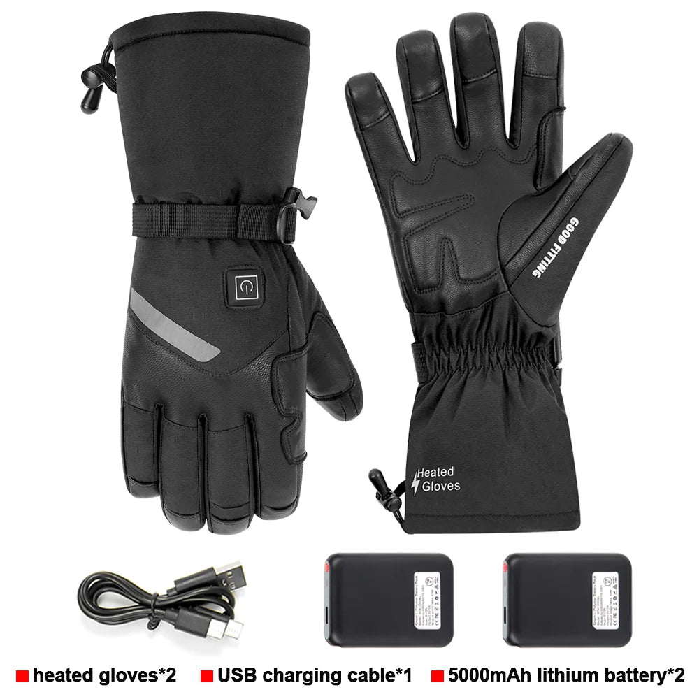 Motorcycle Heated Gloves Winter Warm Heated Gloves Skiing Snowboarding Waterproof Touch Screen Motorcyclist Heated Gloves