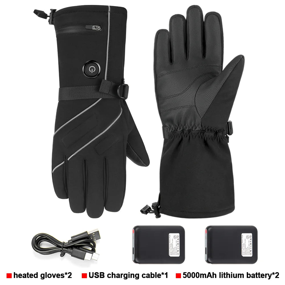 Motorcycle Heated Gloves Winter Warm Heated Gloves Skiing Snowboarding Waterproof Touch Screen Motorcyclist Heated Gloves