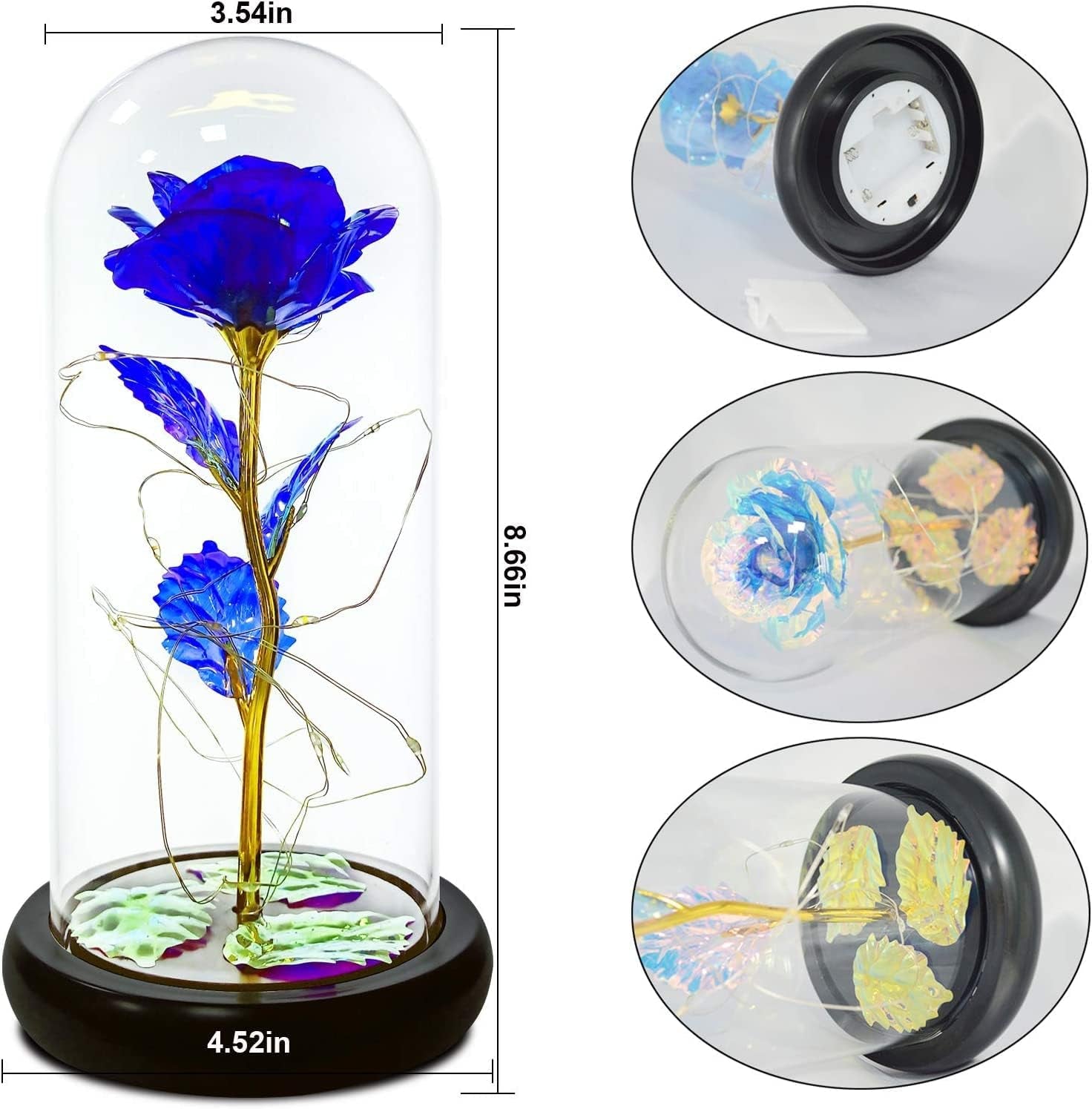 Beauty and Beast Rose,Galaxy Flower Rose Gift for Girlfriend，Glass Flower Roses，Unique Gifts for Women, Christmas, Birthday,Thanksgiving,Anniversary (Blue)