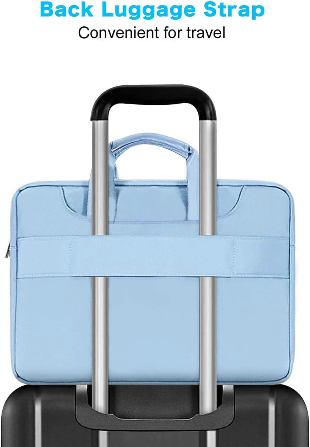 360 Protective Laptop Shoulder Bag Compatible with Macbook Air 15 M4 A3241 M3 A3114 M2 A2941/Pro 16 Inch M4 M3 M2 M1, 15-15.6 Inch Notebook,Matching Color Sleeve with Belt, Airy Blue