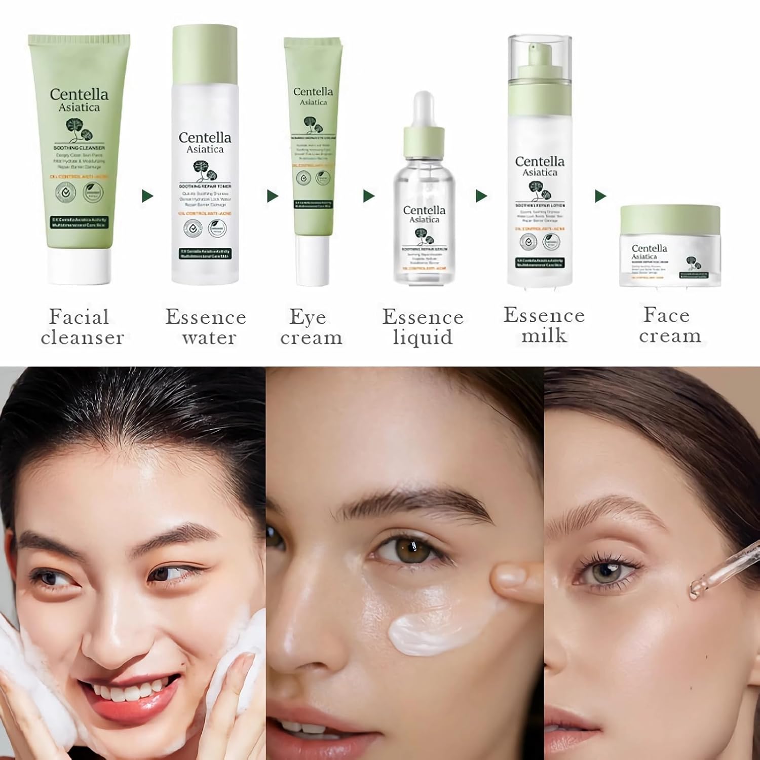 6 Piece Face Skin Care Routine Kit for Women, Soothing & Repairing Skincare Gift Set with Cleanser, Toner, Face Serum, Eye Cream, Emulsions, Face Cream, Facial Hydrating Skin Care Set for Teen Girls