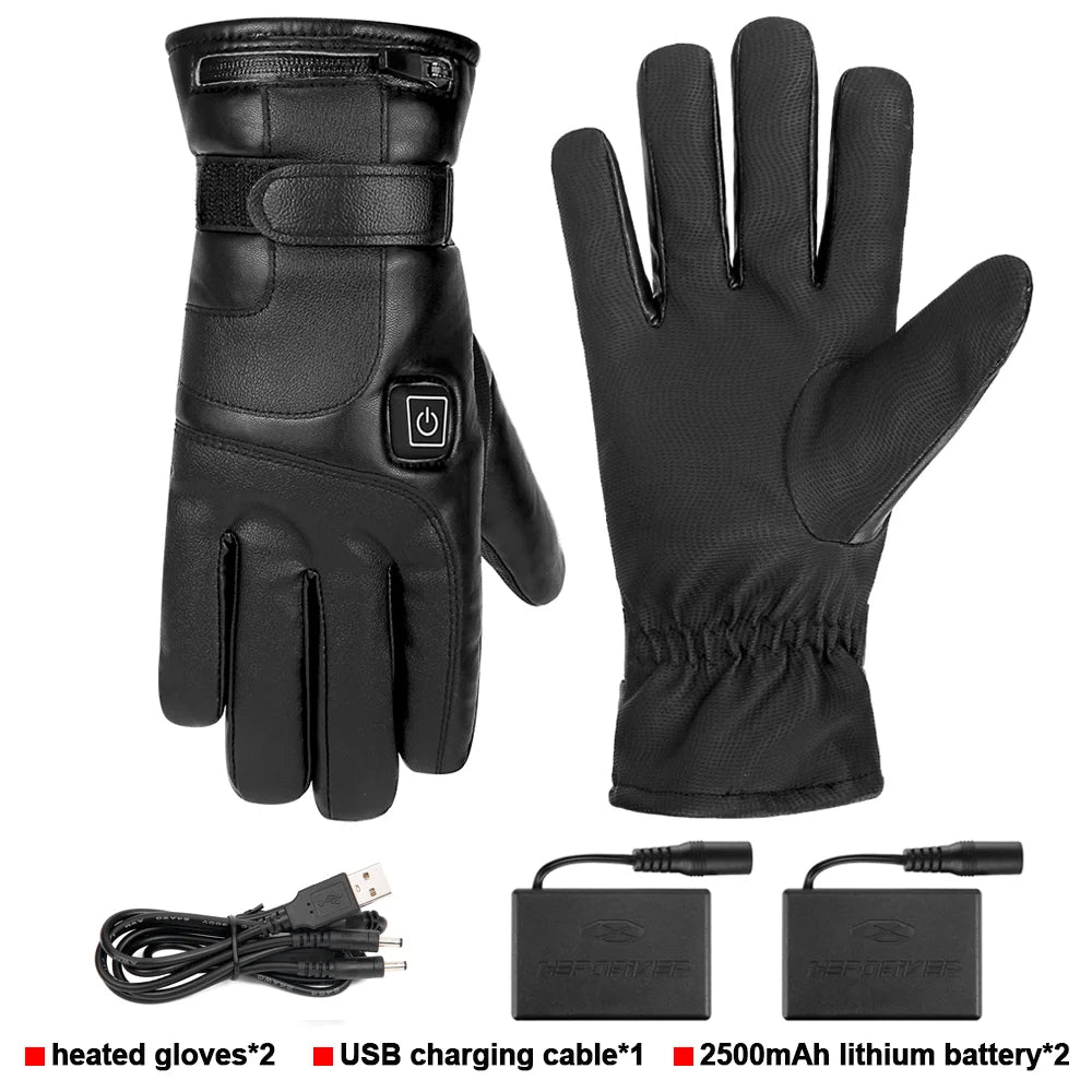 Motorcycle Heated Gloves Winter Warm Heated Gloves Skiing Snowboarding Waterproof Touch Screen Motorcyclist Heated Gloves