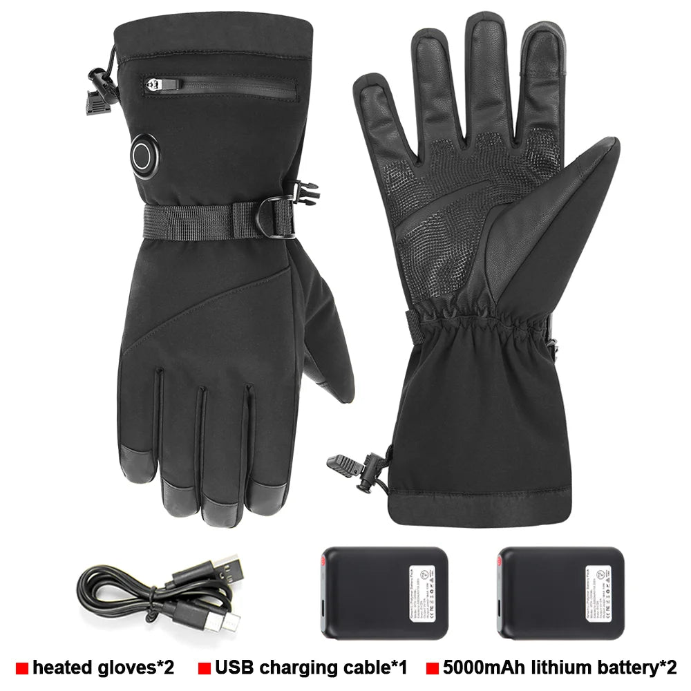 Motorcycle Heated Gloves Winter Warm Heated Gloves Skiing Snowboarding Waterproof Touch Screen Motorcyclist Heated Gloves