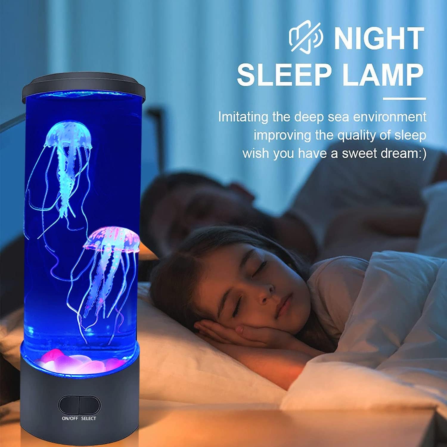 Jellyfish Lava Lamp, Jellyfish Lamp with 16 Color Changing Light, Jellyfish Tank Table Lamp, Jellyfish Aquarium Night Light, Home Office Room Desk Decor Lamp Mood Light for Relax with 8 Luminous Stone